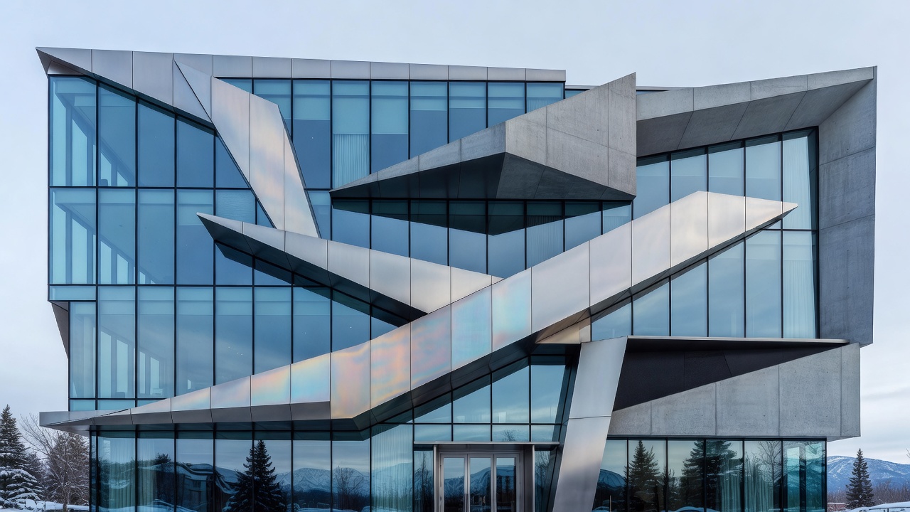 Abstract modern luxury hotel architectural facade in Canada