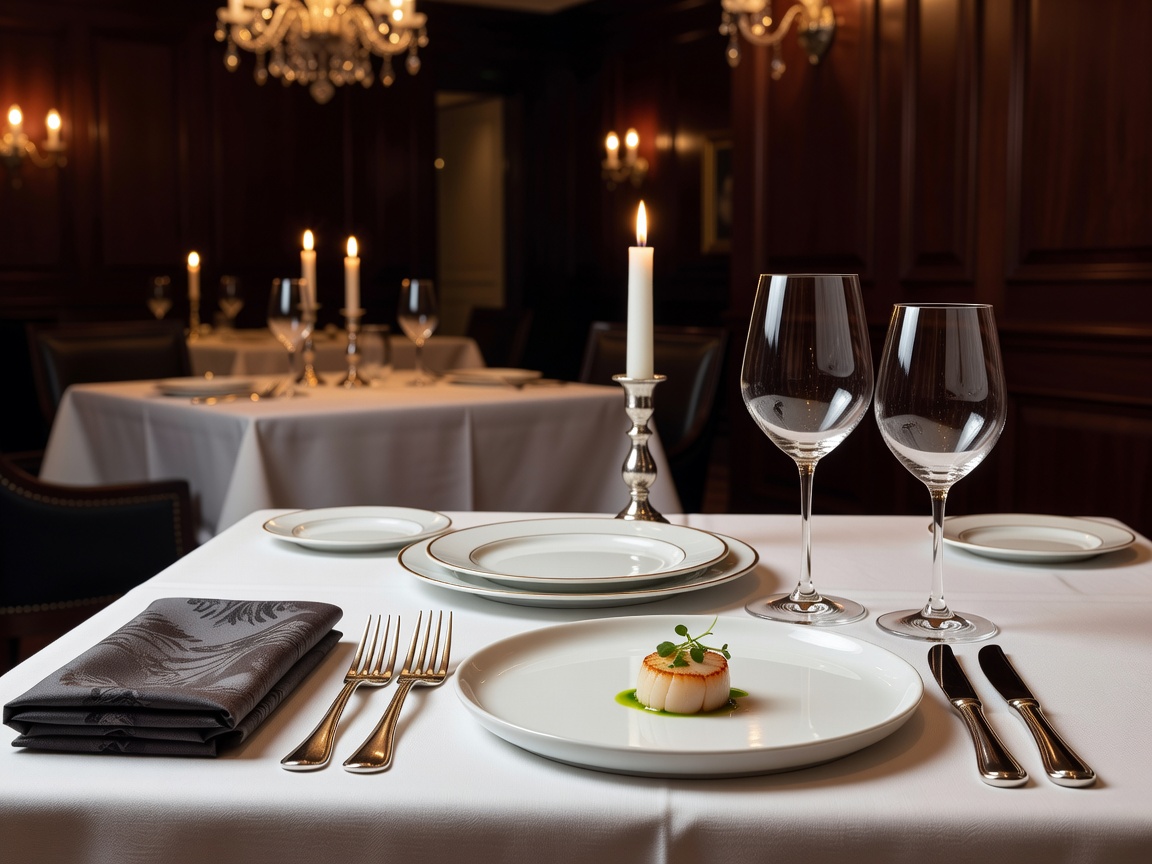 Fine dining restaurant table setting